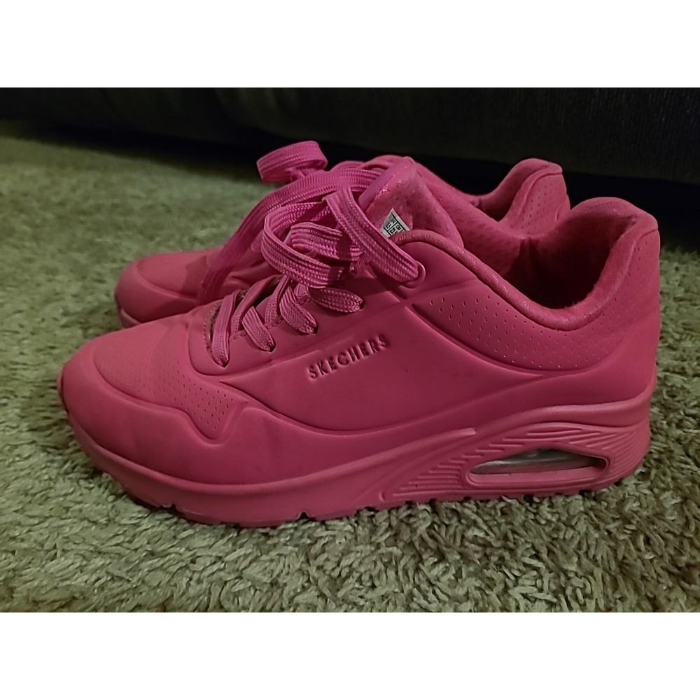 Skechers Hot Pink Uno Night Shade Air Cooled Memory Foam Lace Up Sneaker 6.5